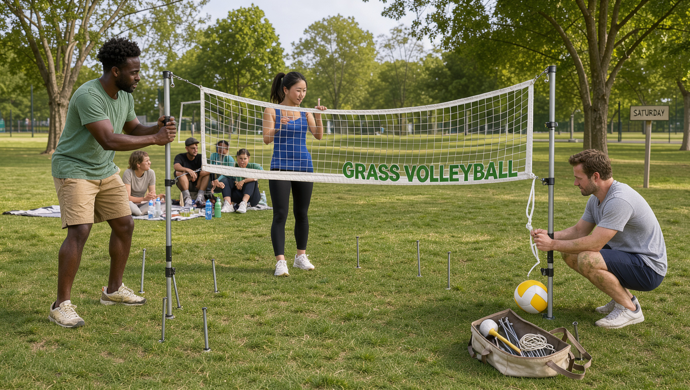 Visual impression of grass volleyball